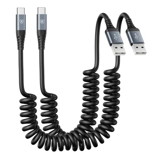 KIYODA Coiled USB-A to USB-C Cable